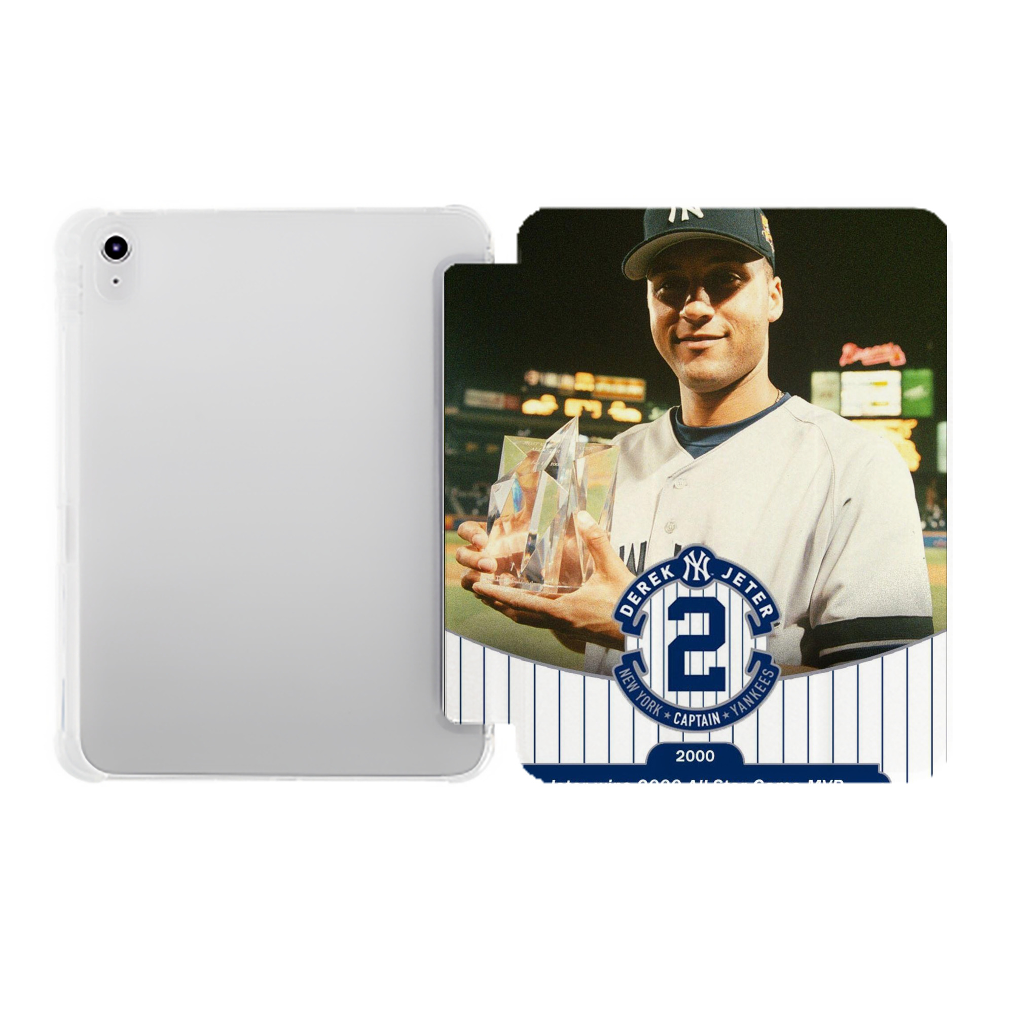 Derek Jeter 93 Premium Tri-Fold PU Leather & Silicone IPad Case With Pencil Slot – Fits 9.5,10.5,10.9 – Adjustable Stand, Slim, Protective